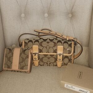 Coach Brown Signature Bag and Wallet Set